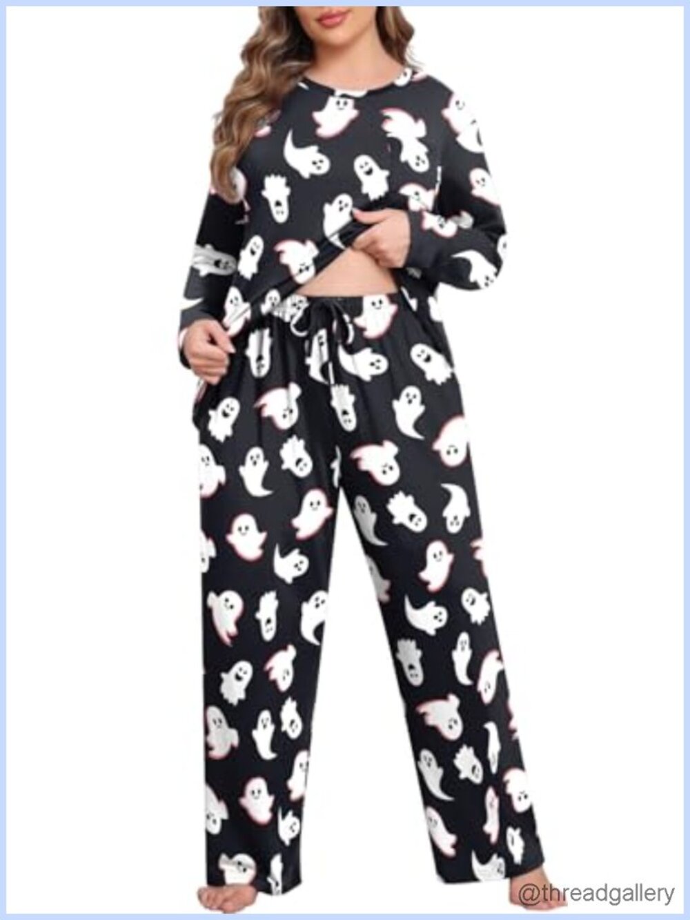 Lastshe Womens Plus Size Pajama Set 2 Piece Long Sleeve Sleepwear Pajamas with